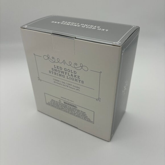 Wondershop LED Gold Snowflake 15 Christmas Metal String Lights, Battery Operated - Picture 2 of 3